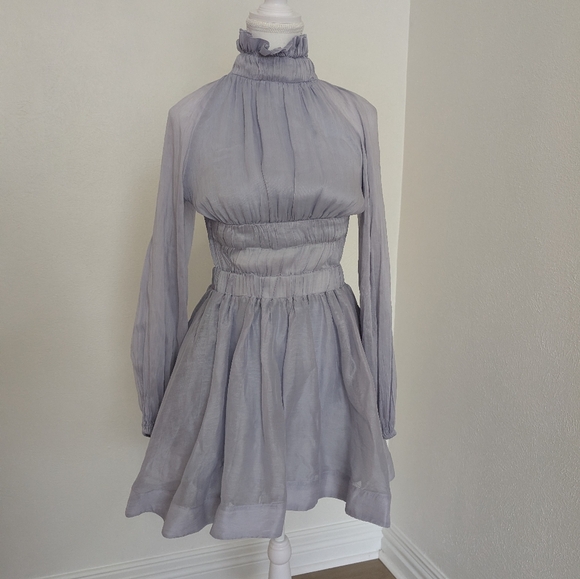Zimmermann Dresses & Skirts - Zimmermann Lavender High-Neck Long-Sleeve Mini Dress